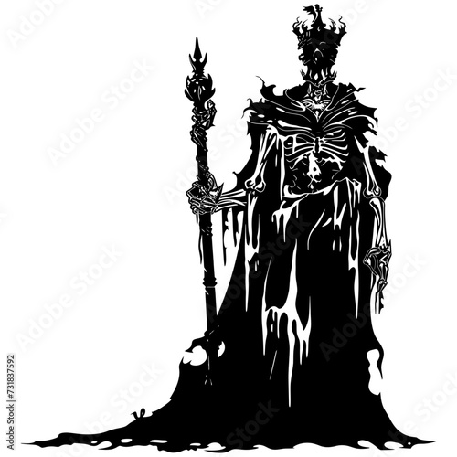 Silhouette undead king in mmorpg game black color only