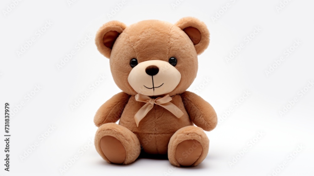 Obraz premium A teddy bear, a soft toy for children, on a white background.