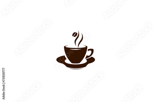 Cup of coffee  minimalist logo  brown color
