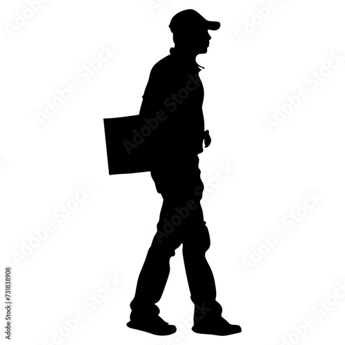 Silhouette delivery man black color only full body