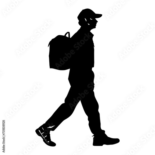 Silhouette delivery man black color only full body
