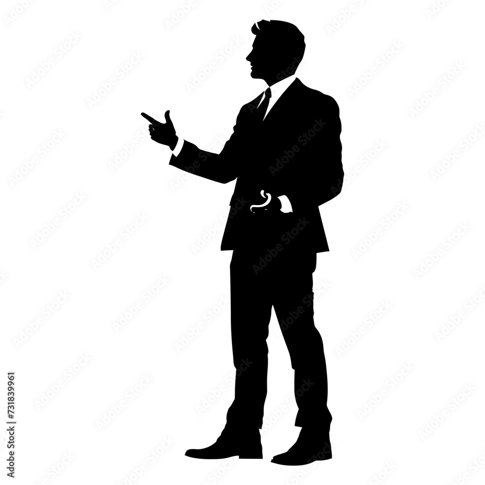 Silhouette Business Man Making Presentation black color only Silhouette Business Man Making Presentation black color only