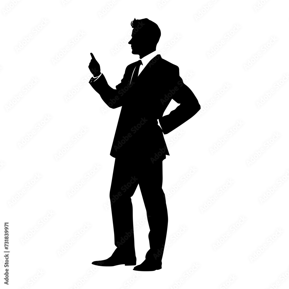Silhouette Business Man Making Presentation black color only Silhouette Business Man Making Presentation black color only