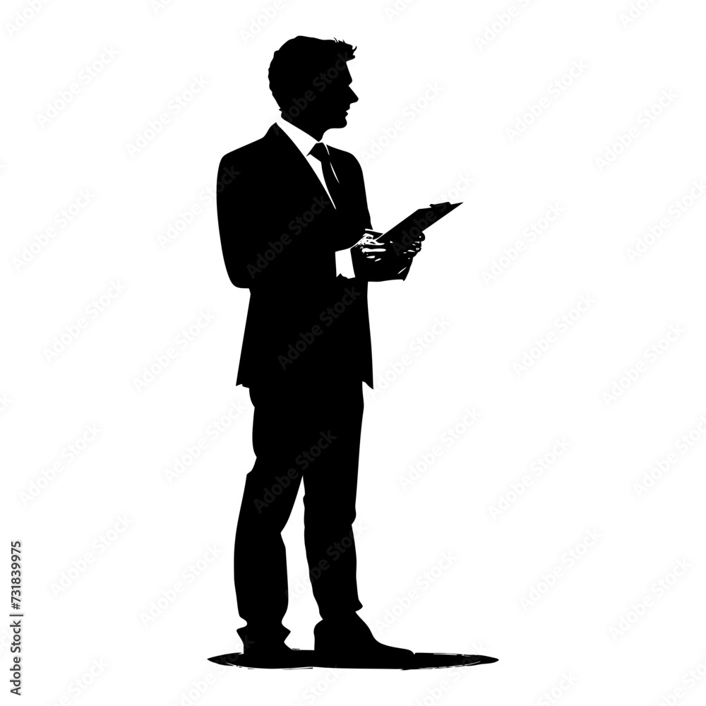 Silhouette Business Man Making Presentation black color only Silhouette Business Man Making Presentation black color only