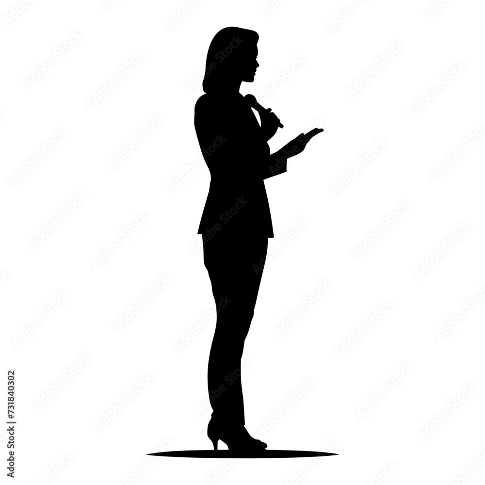 Silhouette Business Woman Making Presentation black color only Silhouette Business Woman Making Presentation black color only