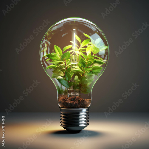 Fresh leaf lightbulb symbolizing renewable energy and sustainable living. Eco-friendly concept. AI generative.