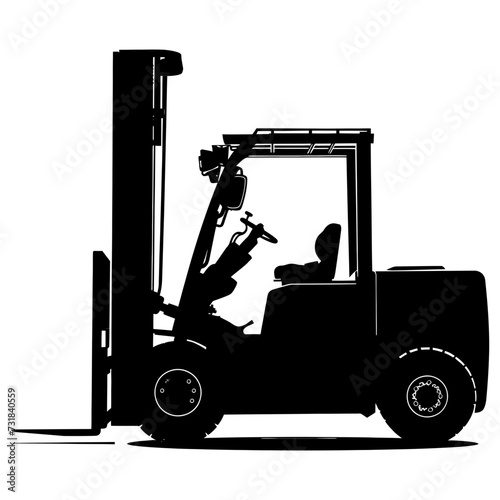 Silhouette forklift industrial equipment black color only full