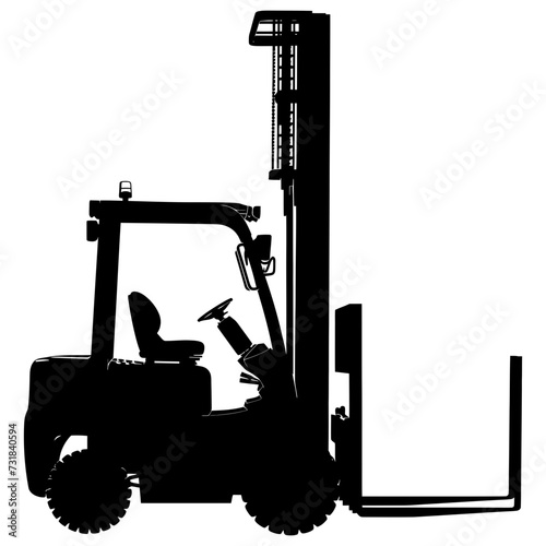 Silhouette forklift industrial equipment black color only full