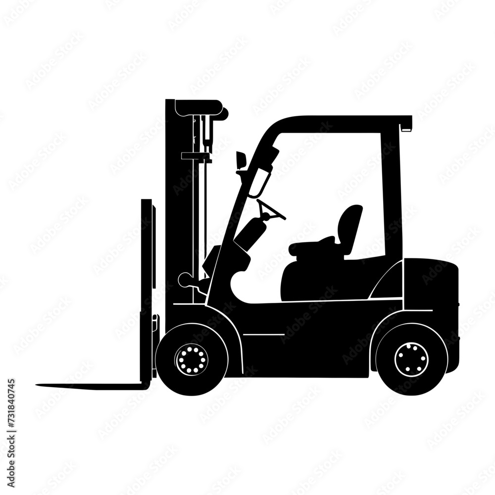 Silhouette forklift industrial equipment black color only full