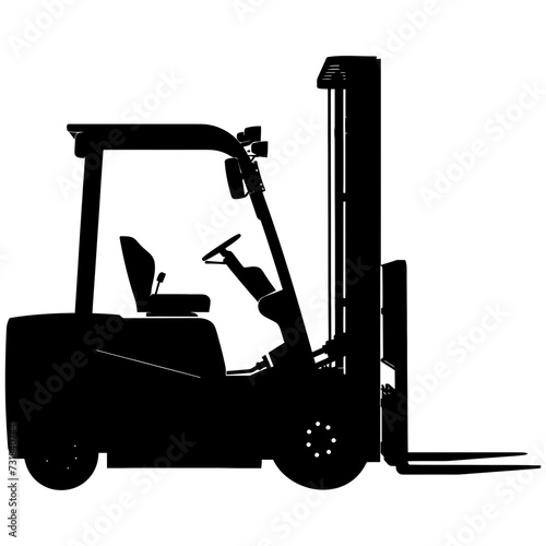 Silhouette forklift industrial equipment black color only full