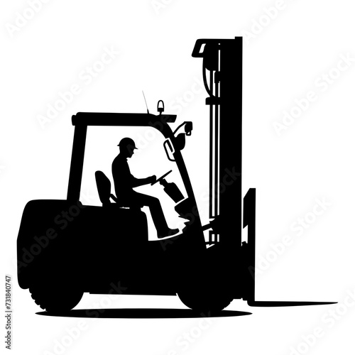 Silhouette forklift industrial equipment black color only full