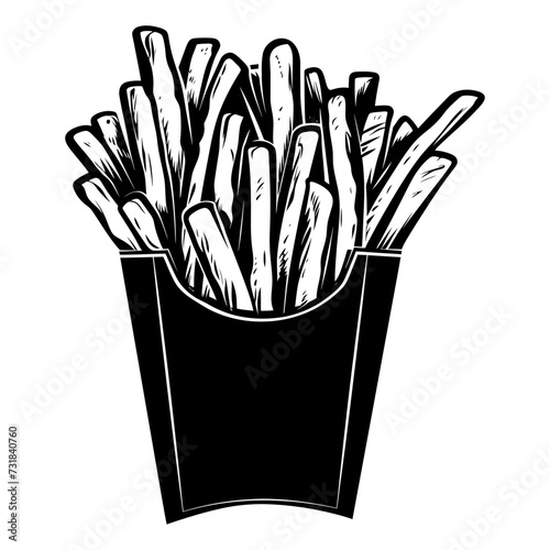 Silhouette French fries food black color only