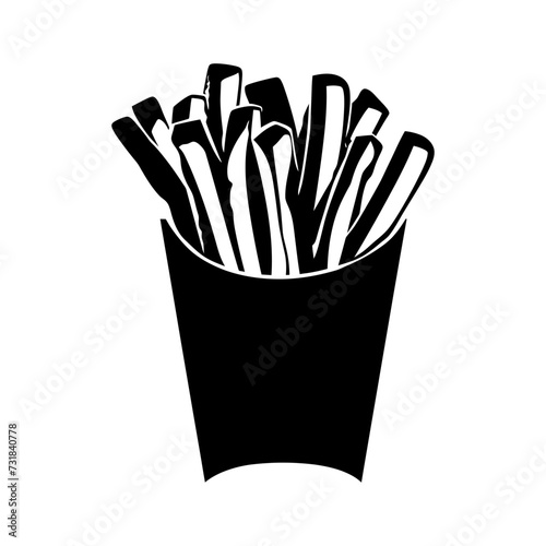 Silhouette French fries food black color only