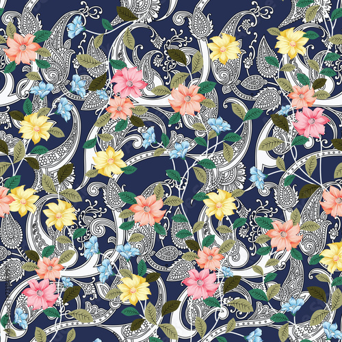 seamless flower with  design pattern on background