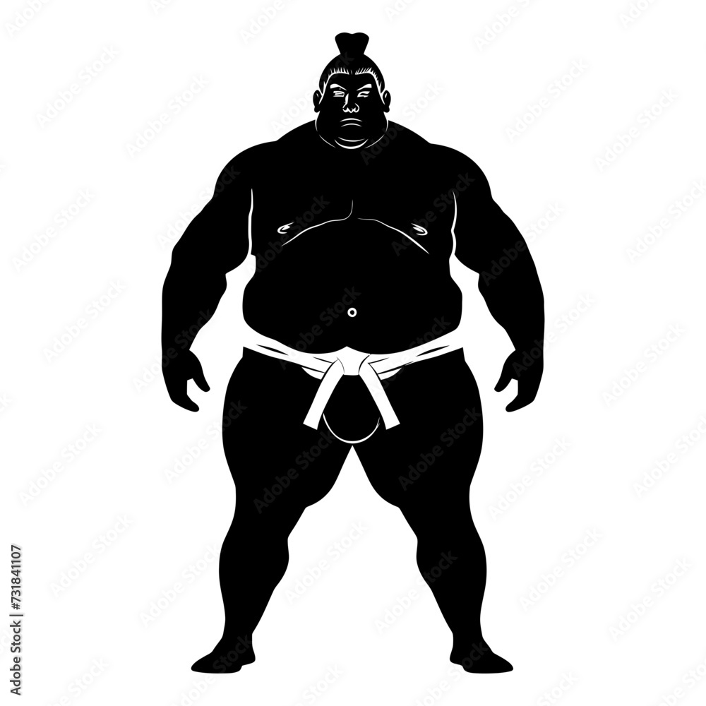 Silhouette Japanese sumo athlete black color only Silhouette Japanese sumo athlete black color only