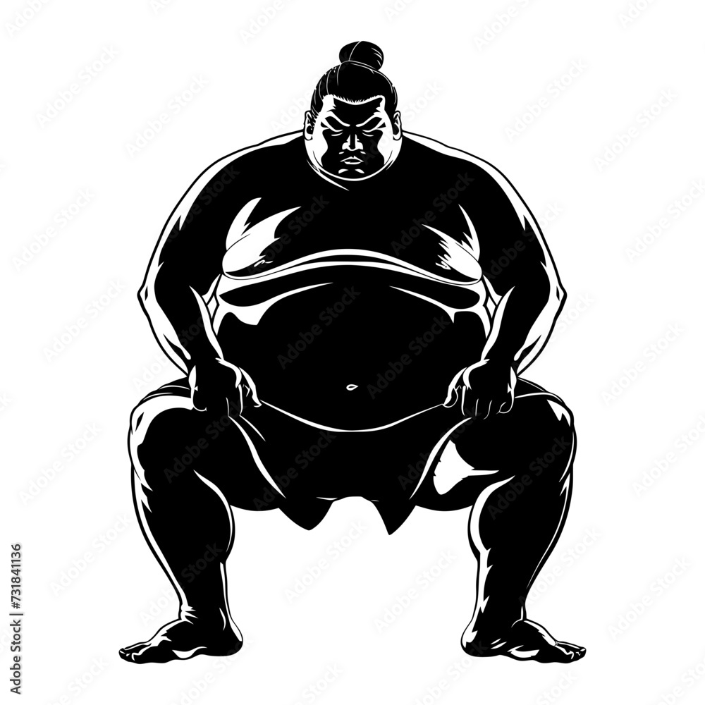 Silhouette Japanese sumo athlete black color only Silhouette Japanese sumo athlete black color only