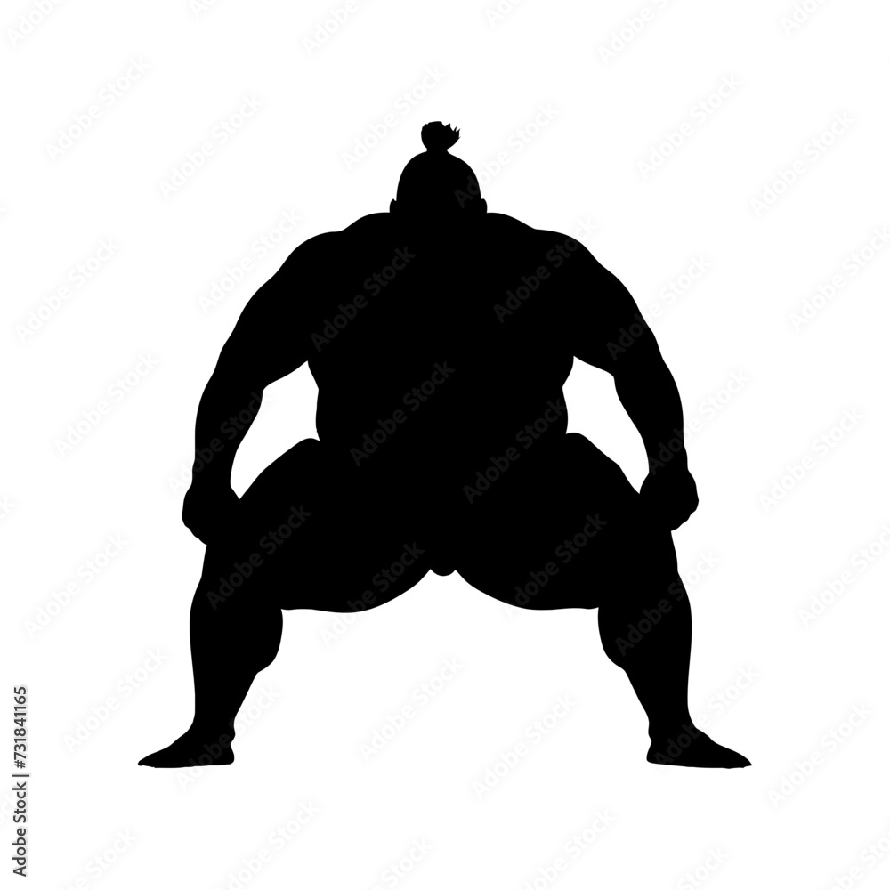 Silhouette Japanese sumo athlete black color only Silhouette Japanese sumo athlete black color only