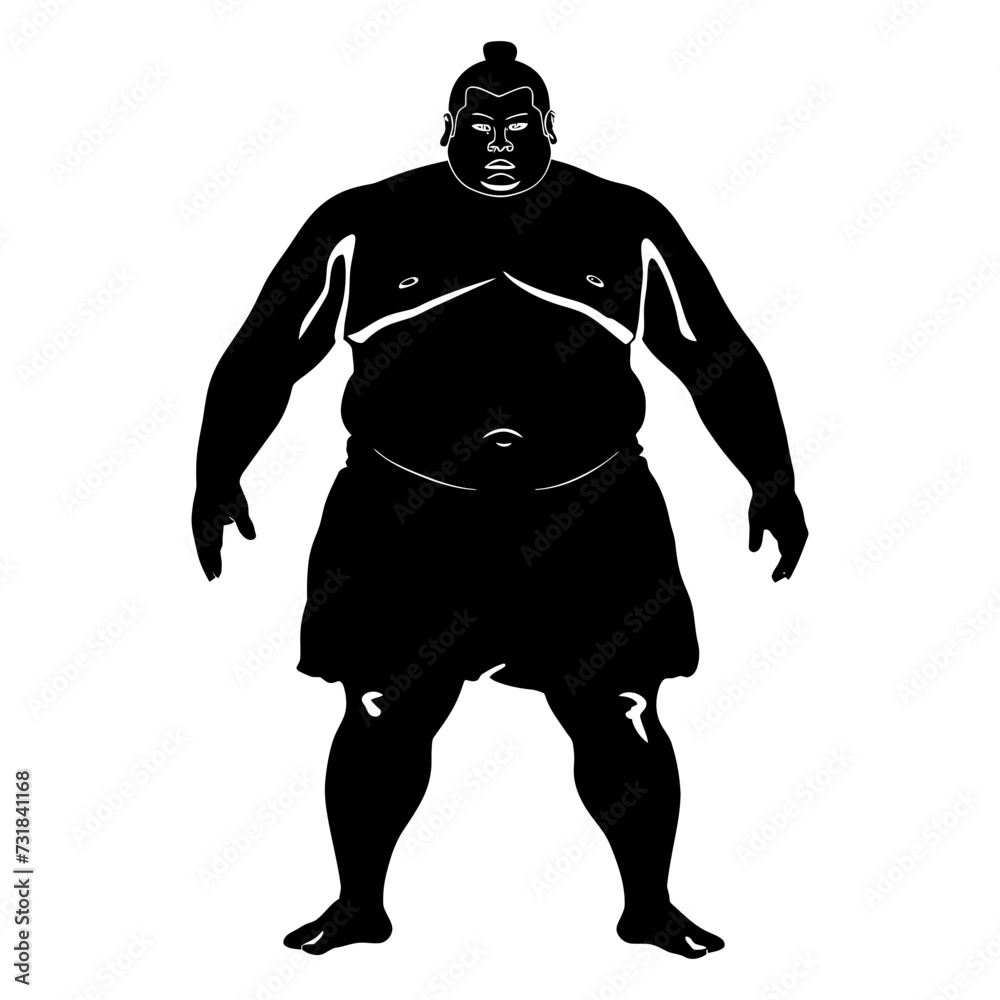 Silhouette Japanese sumo athlete black color only Silhouette Japanese sumo athlete black color only
