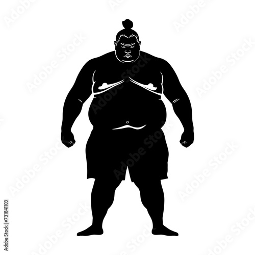 Silhouette Japanese sumo athlete black color only
