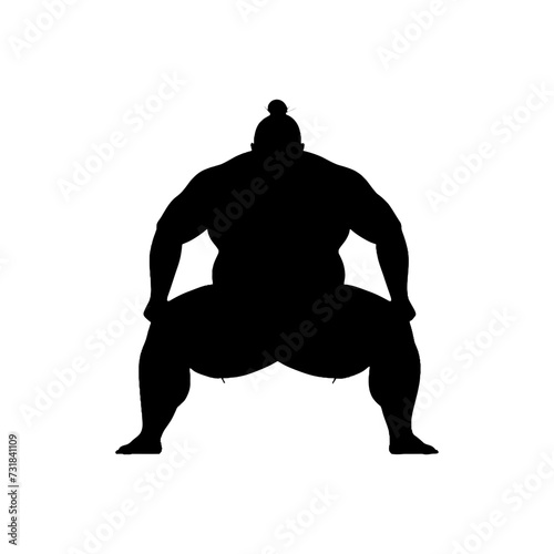Silhouette Japanese sumo athlete black color only