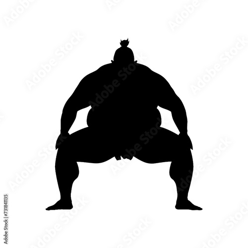 Silhouette Japanese sumo athlete black color only