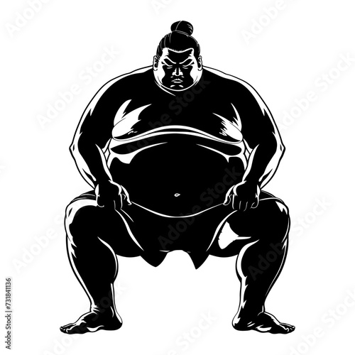 Silhouette Japanese sumo athlete black color only