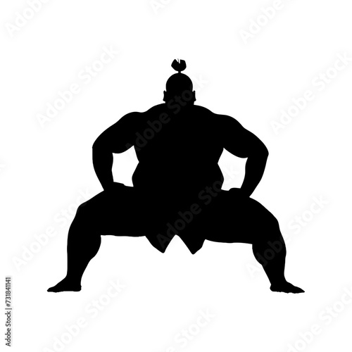 Silhouette Japanese sumo athlete black color only