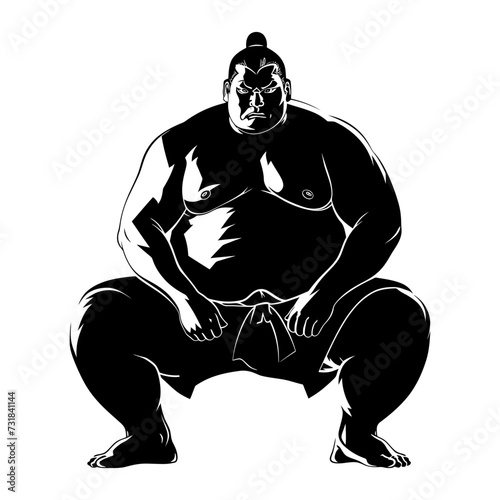 Silhouette Japanese sumo athlete black color only