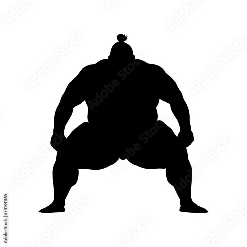 Silhouette Japanese sumo athlete black color only