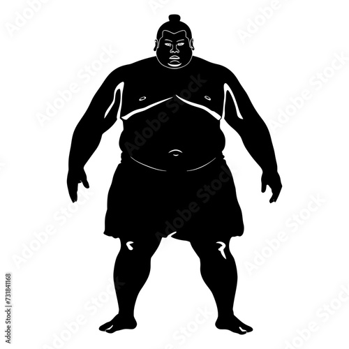 Silhouette Japanese sumo athlete black color only
