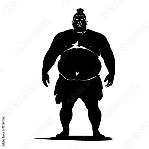 Silhouette Japanese sumo athlete black color only