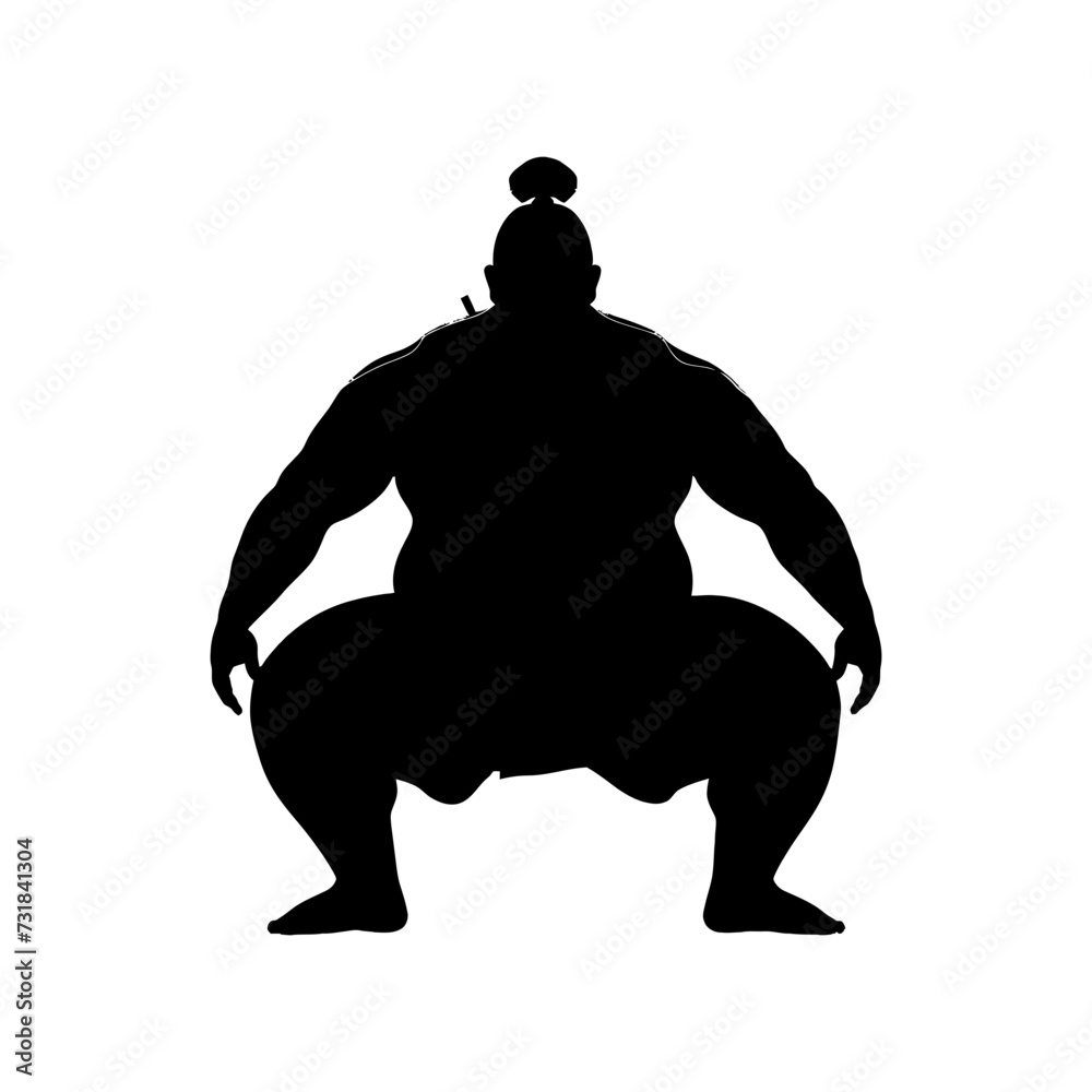 Silhouette Japanese sumo athlete black color only Silhouette Japanese sumo athlete black color only