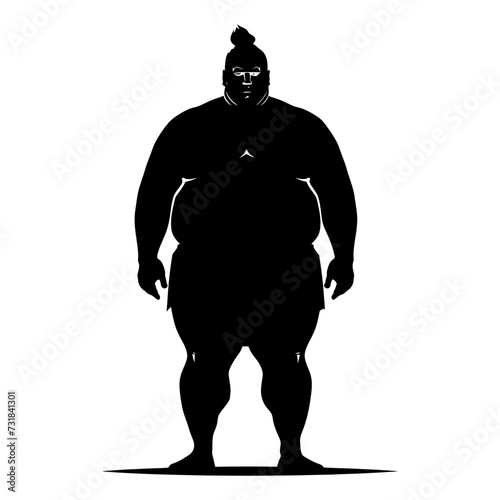 Silhouette Japanese sumo athlete black color only