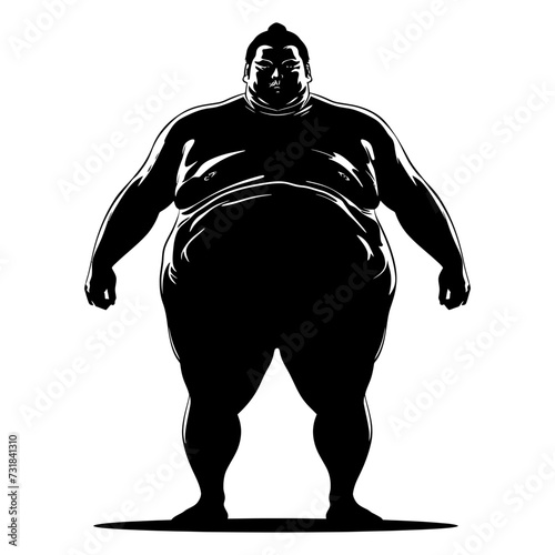 Silhouette Japanese sumo athlete black color only