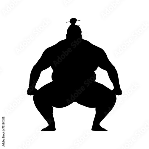 Silhouette Japanese sumo athlete black color only