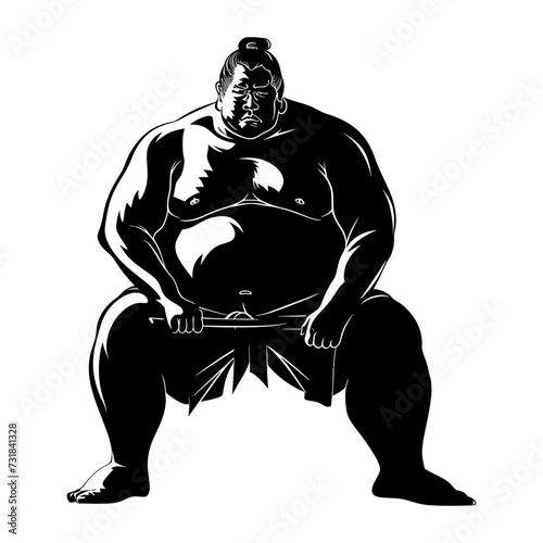 Silhouette Japanese sumo athlete black color only