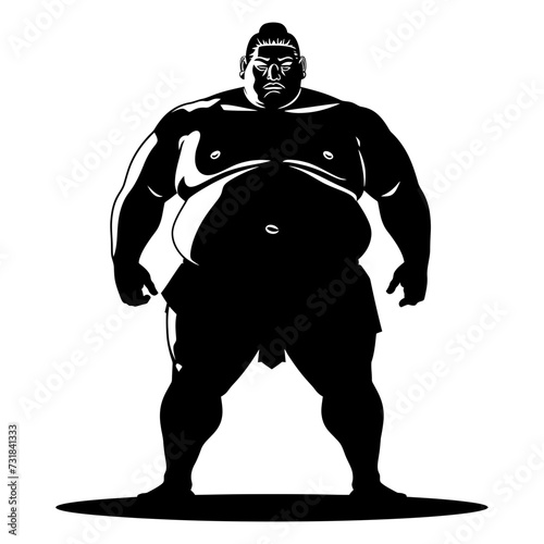 Silhouette Japanese sumo athlete black color only