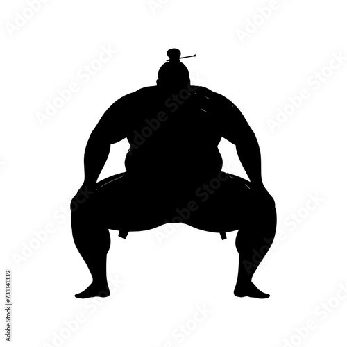 Silhouette Japanese sumo athlete black color only