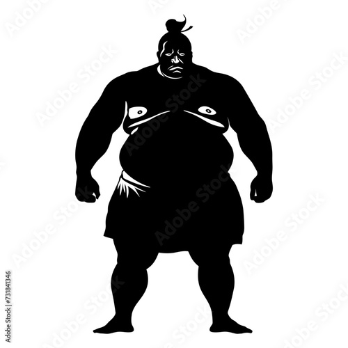 Silhouette Japanese sumo athlete black color only