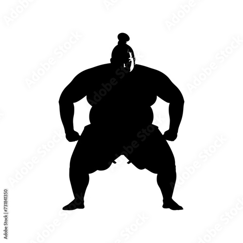 Silhouette Japanese sumo athlete black color only