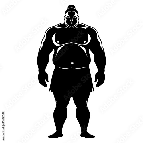 Silhouette Japanese sumo athlete black color only