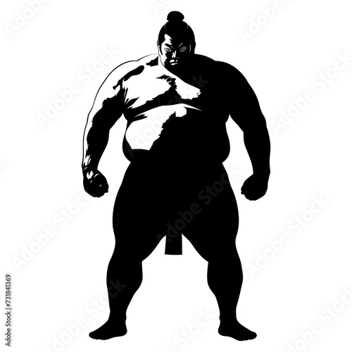 Silhouette Japanese sumo athlete black color only
