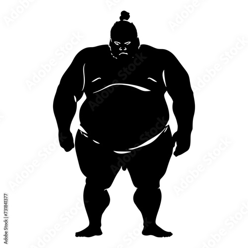 Silhouette Japanese sumo athlete black color only