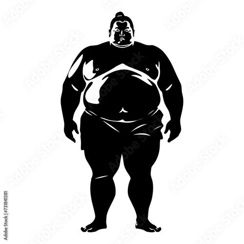 Silhouette Japanese sumo athlete black color only