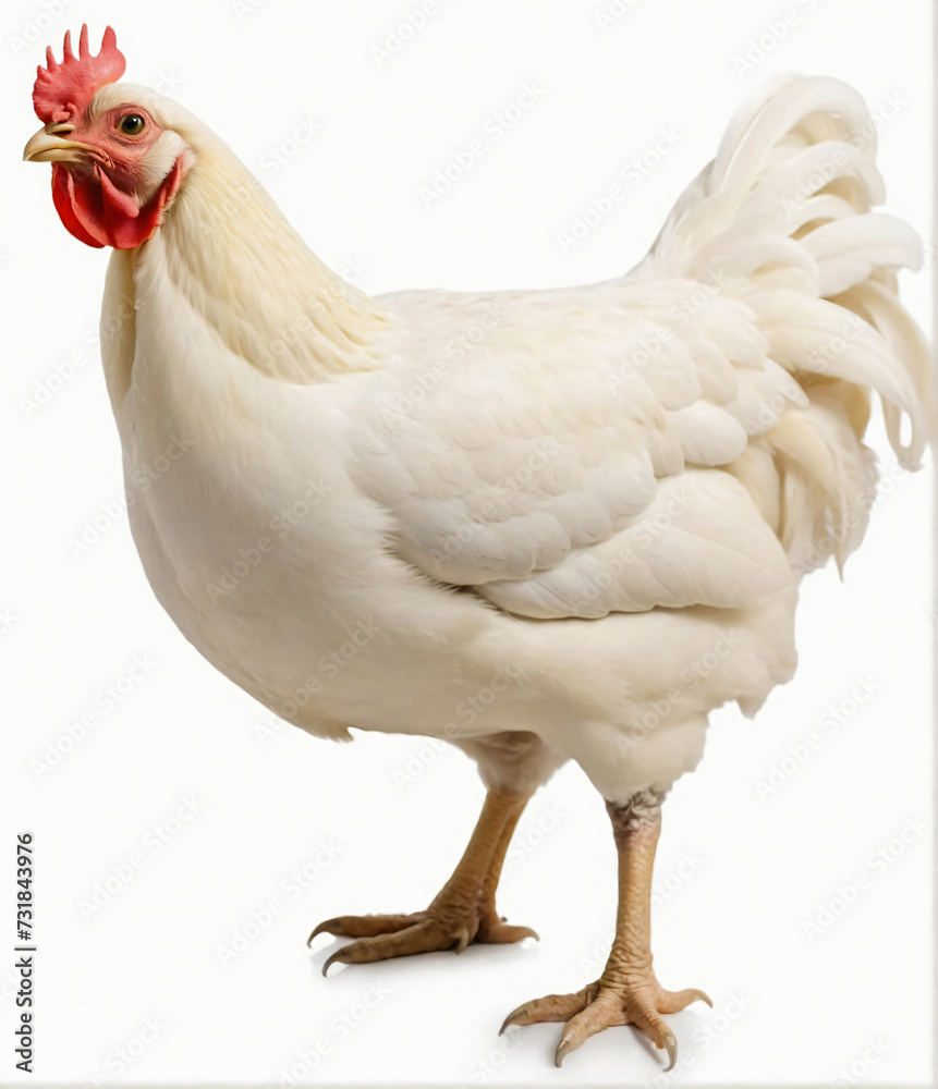 Big organic roaming natural white and village chicken. Ai Generated