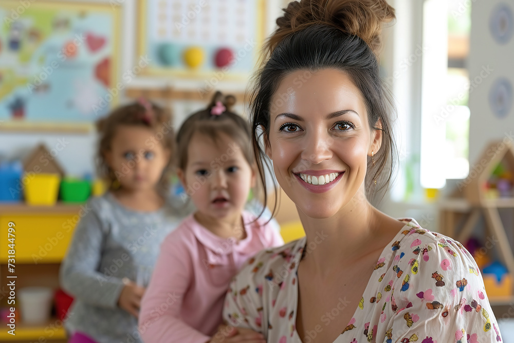 Confident babysitter Smiling and successful Confident babysitter Smiling and successful