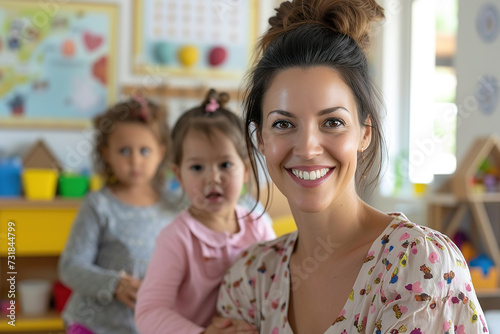Confident babysitter Smiling and successful