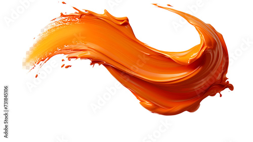  thick voluminous stroke of orange oil paint isolated on white background png
