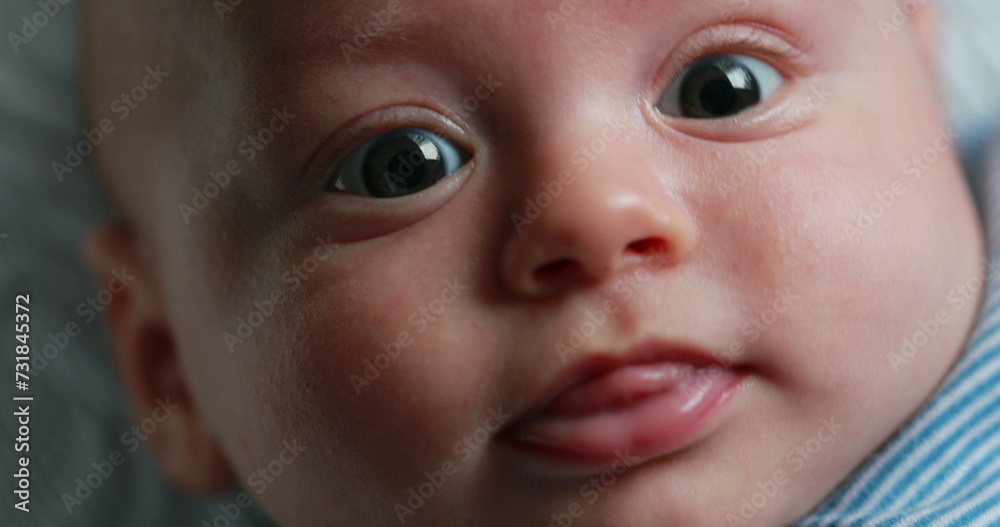 Healthy Baby portrait newborn face closeup during first months of life Healthy Baby portrait newborn face closeup during first months of life