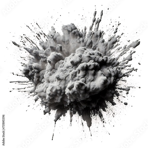 cement powder, explosion effect texture isolated on white background,